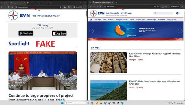 EVNSPC cảnh báo website giả mạo, phát tán mã độc chiếm quyền điện thoại