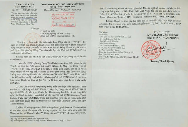 Vụ vi phạm xây dựng nông thôn mới tại phường Đông Tiến: UBND tỉnh Thanh Hóa yêu cầu kiểm điểm, xử lý trách nhiệm