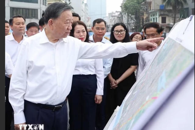 Tổng Bí thư, Chủ tịch nước Tô Lâm kiểm tra tiến độ thi công một số công trình, dự án trọng điểm của Thủ đô
