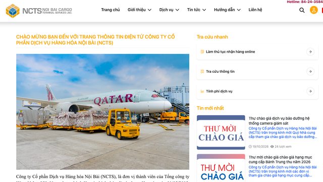Dịch vụ Hàng hóa Nội Bài (NCT): Doanh thu tăng, lợi nhuận quý III đi xuống