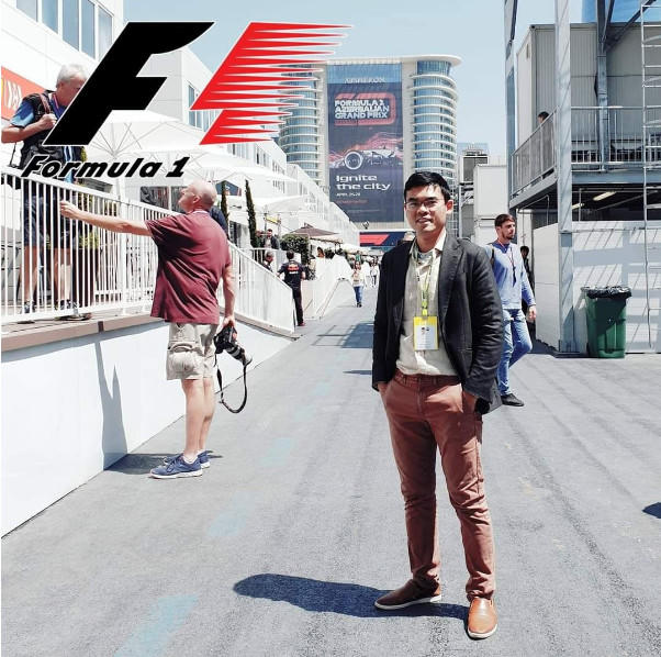 Anh Vũ tham dự giải đua Công Thức 1 tại Baku - Azerbaijan (ảnh nhân vật cung cấp