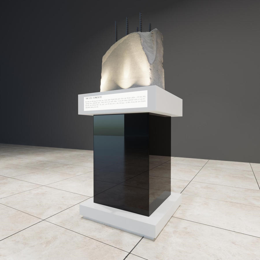 Mô hình khối bê tông được trưng bày tại nhà mẫu The Zei, miêu tả công nghệ “Multi Shear Wall Structure”