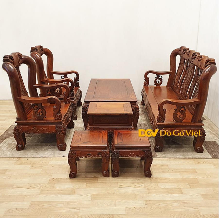 Salon gỗ phòng khách chất liệu cẩm lai