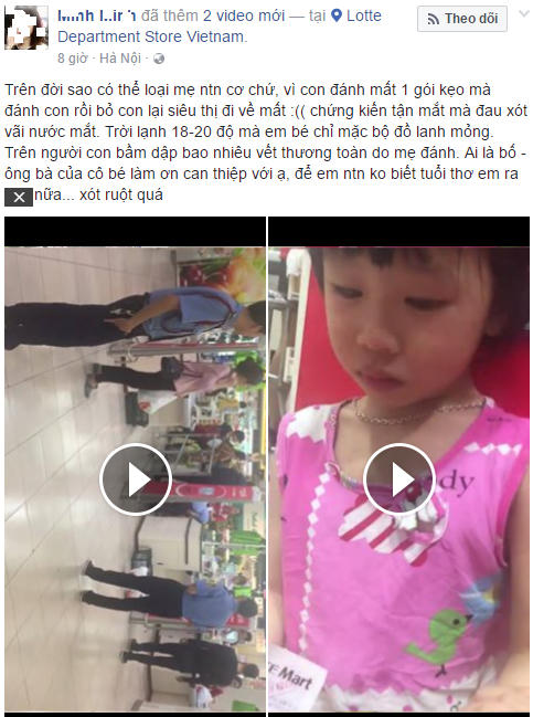 Đoạn clip được chia sẻ lên mạng xã hội khiến nhiều người bức xúc với hành động của người mẹ.