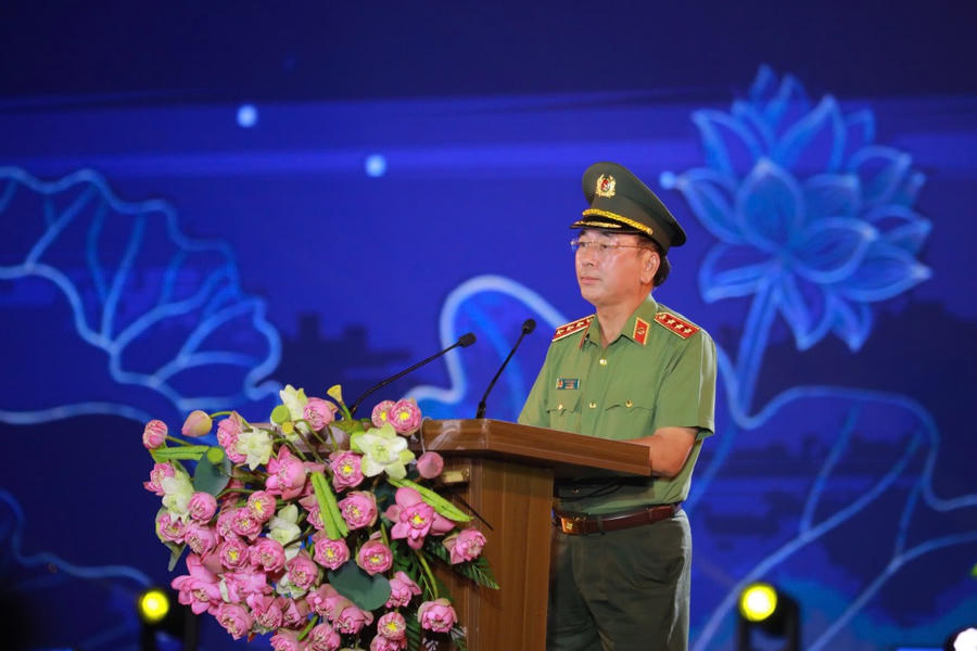 Thượng tướng Trần Quốc Tỏ - Thứ trưởng Bộ Công an phát biểu tại lễ khai mạc.