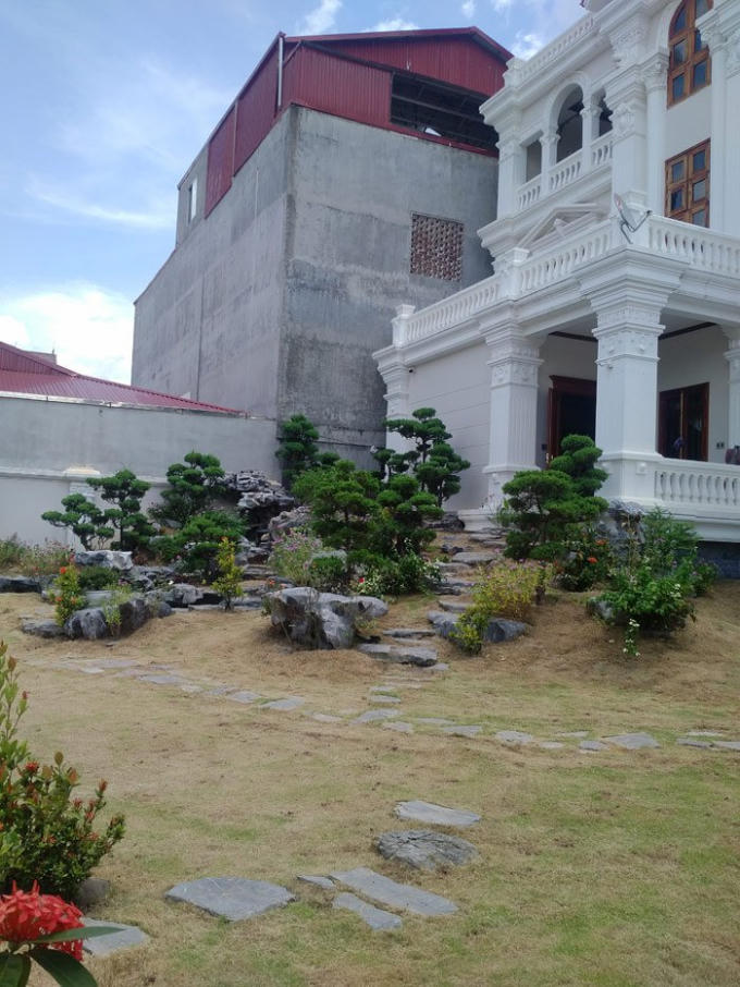 Cỏ được trải thành thảm, với lối đi là những viên đá tảng xếp thành lối mòn