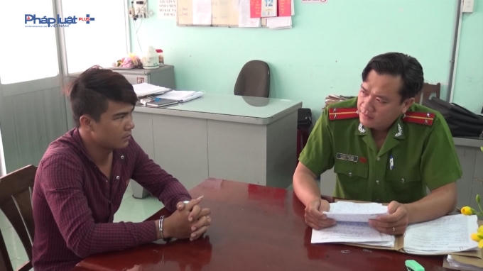 Đối tượng Thanh tại cơ quan cảnh sát điều tra.