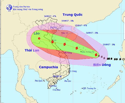 Vị trí, hướng đi của cơn bão số 10. Ảnh: nchmf.gov.vn