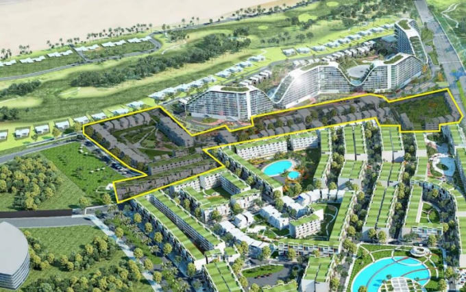 Phối cảnh phân khu Crown Villa nằm giữa Condotel và nhà phố Lux City