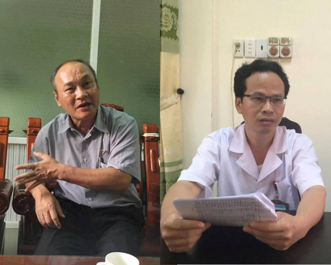 Ông Hiền (trái) và ông Nhật cho rằng, việc đưa 2 triệu đồng cho gia đình sản phụ là để “thăm hỏi” và “chia sẻ”.