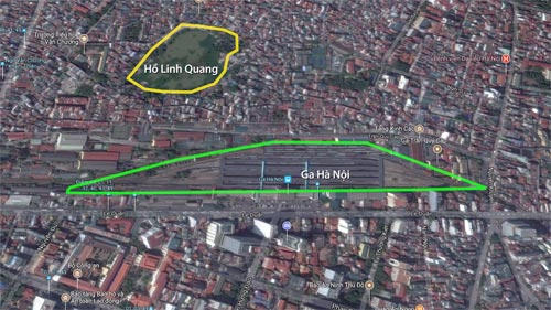 Khu vực hồ Linh Quang và ga Hà Nội.