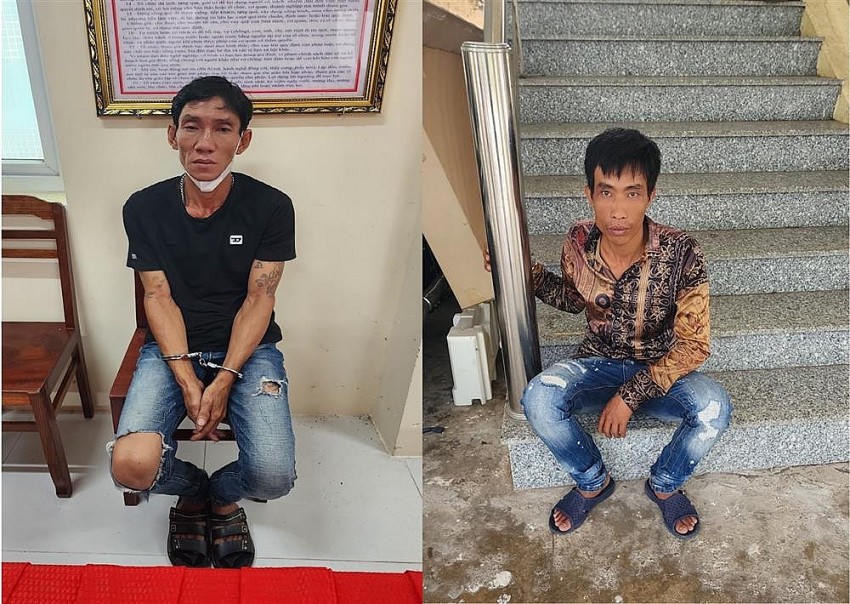 Hai đối tượng Lý Minh Chánh và Nguyễn Quốc Thanh trong nhóm thực hiện hành vi bắt cóc đòi tiền chuộc. Ảnh: bocongan.gov.vn