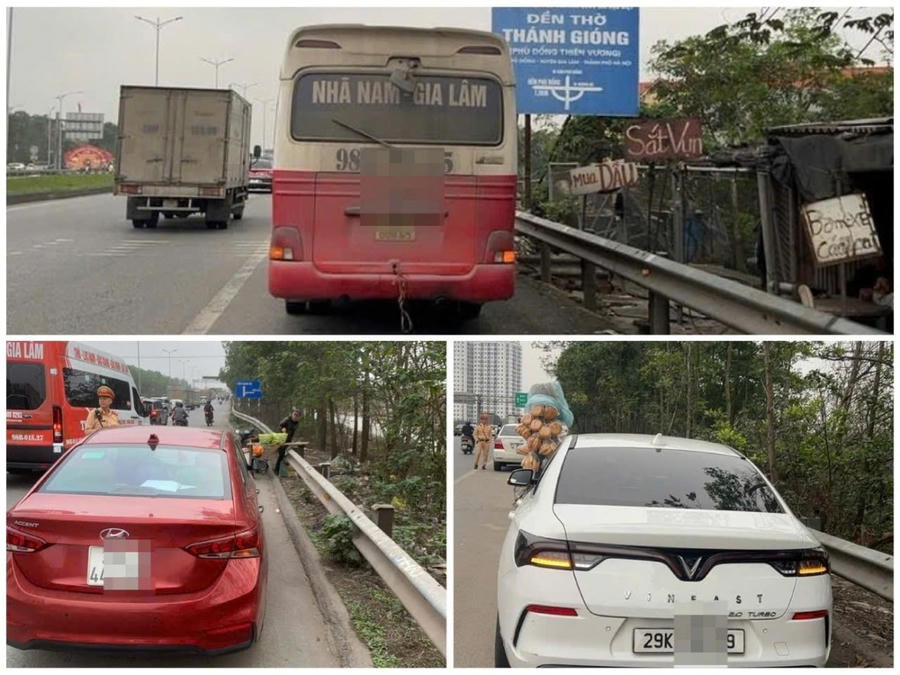 Các phương tiện dừng, đỗ sai bị lực lượng chức năng xử lý. Ảnh: CACC