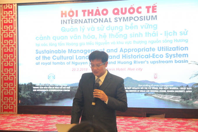 TS. Phan Thanh Hải - Giám đốc Trung tâm Bảo tồn Di tích Cố đô Huế phát biểu tại hội nghị.