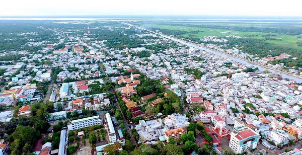 TP Trà Vinh nhìn từ trên cao (Ảnh nguồn Internet).