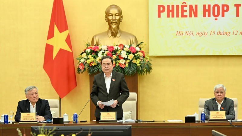 Chủ tịch Quốc hội Trần Thanh Mẫn chủ trì Phiên họp thứ tư của Hội đồng Bầu cử quốc gia. Ảnh: Nhân Dân