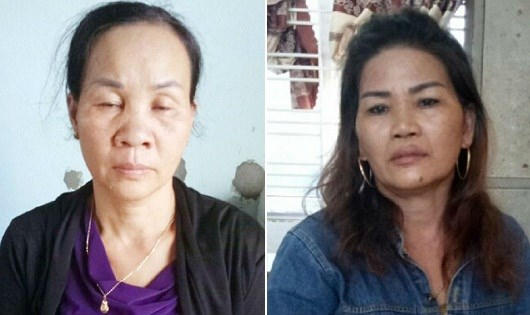 Các đối tượng Đỗ Thị Thúy Mai và Lê Thị Lan. (Ảnh: Thu Trà)