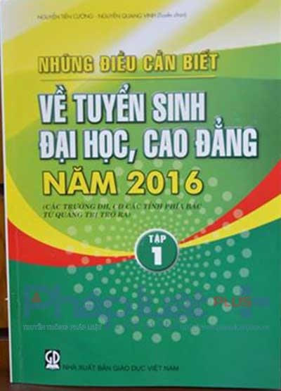Tập 1 có tựa đề “Những điều cần biết về tuyển sinh đại học, cao đẳng năm 2016 của các trường thuộc các tỉnh phía Bắc (từ tỉnh Quảng Trị trở ra)”.