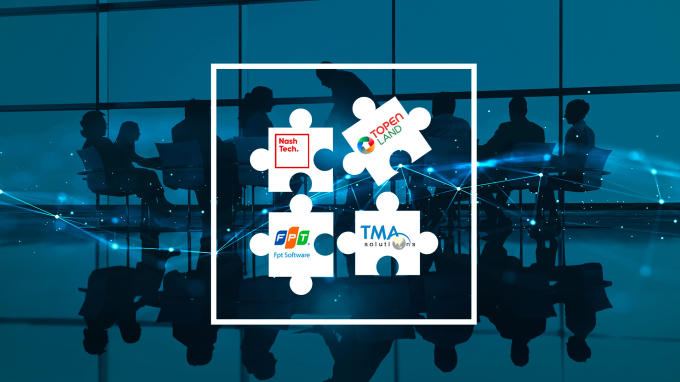 TopenLand hợp tác với các đối tác công nghệ hàng đầu Việt Nam như FPT Software, NashTech, TMA Solutions triển khai giải pháp công nghệ trong lĩnh vực bất động sản. Ảnh: TopenLand.