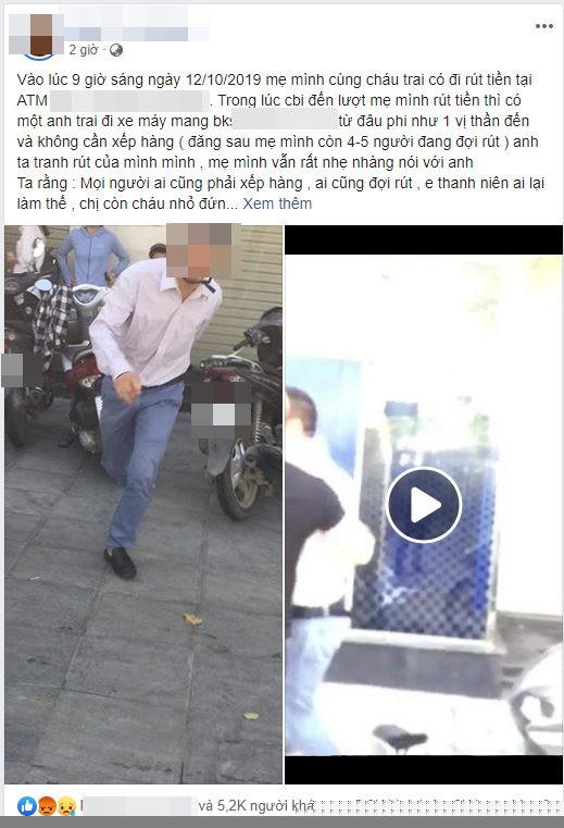 Người đàn ông bị tố đánh phụ nữ khi được nhắc xếp hàng ở cây ATM ở Hà Nội
