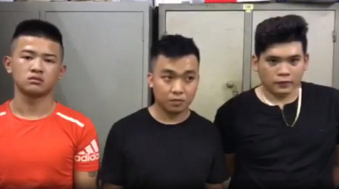 Một số đối tượng bị cơ quan công an bắt giữ. Ảnh cắt từ clip.