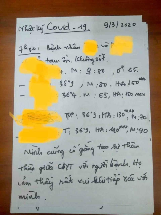 Nhật ký  ngày 9/3/2020 của điều dưỡng Đặng Quốc Bảo