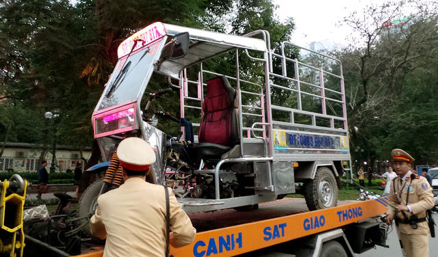 Xe ba bánh giả danh thương binh bị tịch thu.