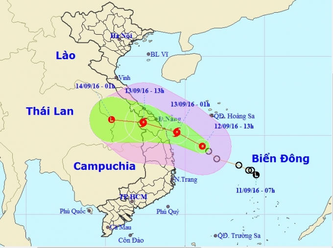 Dự báo hướng đi của áp thấp nhiệt đới. Ảnh: nchmf.gov.vn