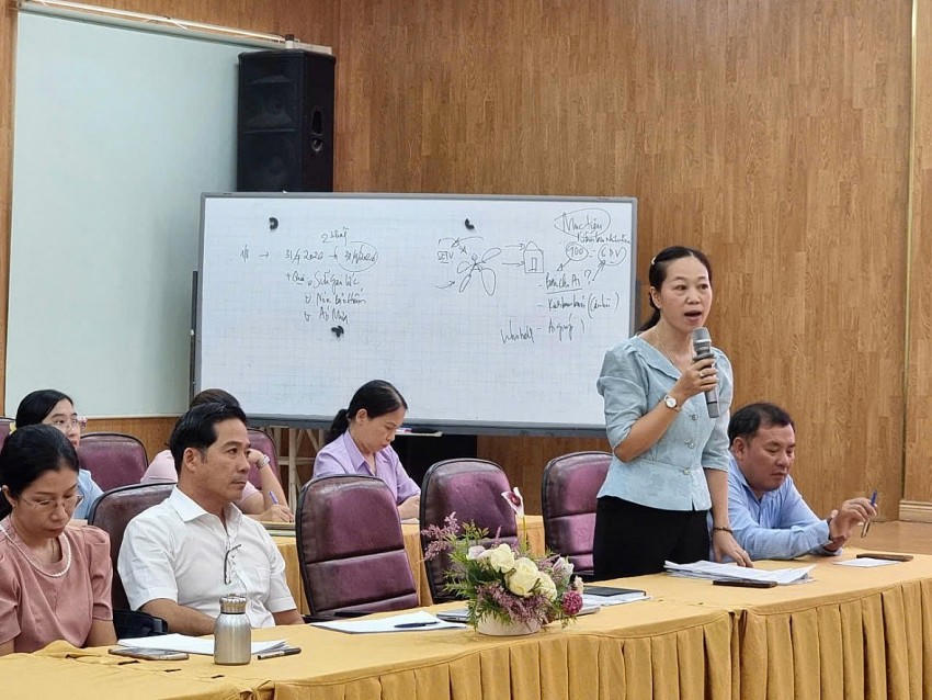 Bà Trần Thị Hồng Hạnh- Phó giám đốc Sở Tư pháp TPHCM nêu ý kiến.