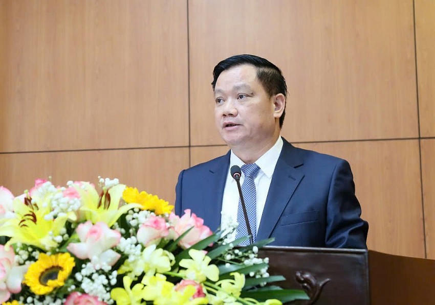Tân Bí thư Tỉnh ủy Thái Bình Nguyễn Khắc Thận phát biểu nhận nhiệm vụ.