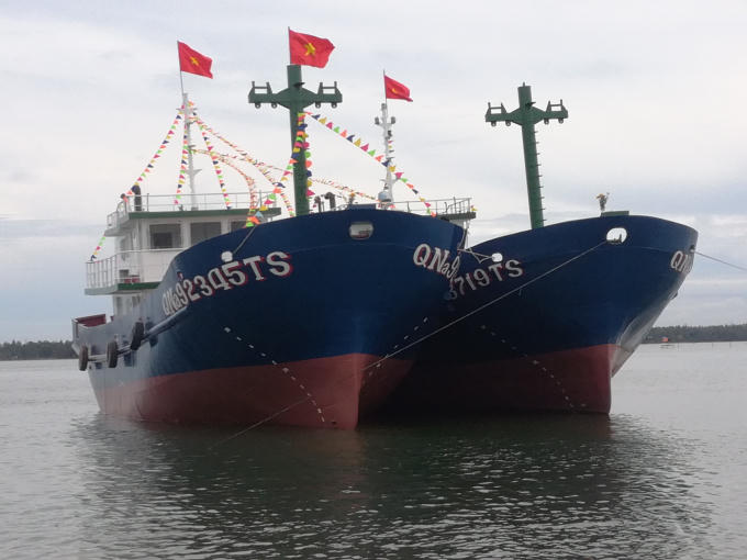 Hai tàu vỏ thép mới có giá trị hơn 32 tỷ đồng của ngư dân tỉnh Quảng Nam.