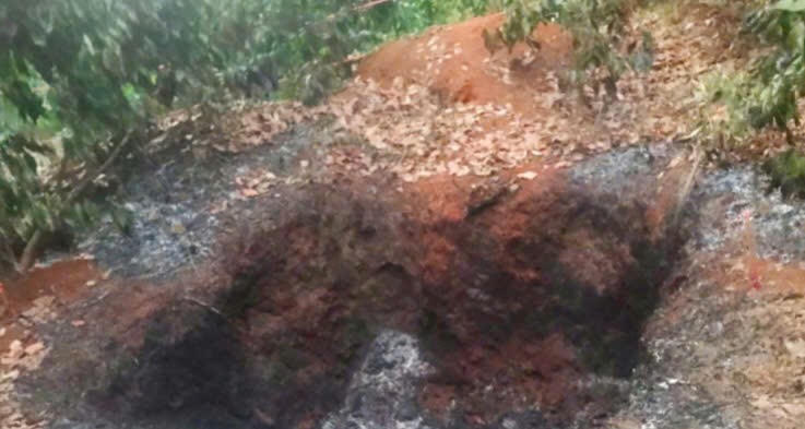 Hiện trường vụ phát hiện thi thể cháy đen. Ảnh: L.K