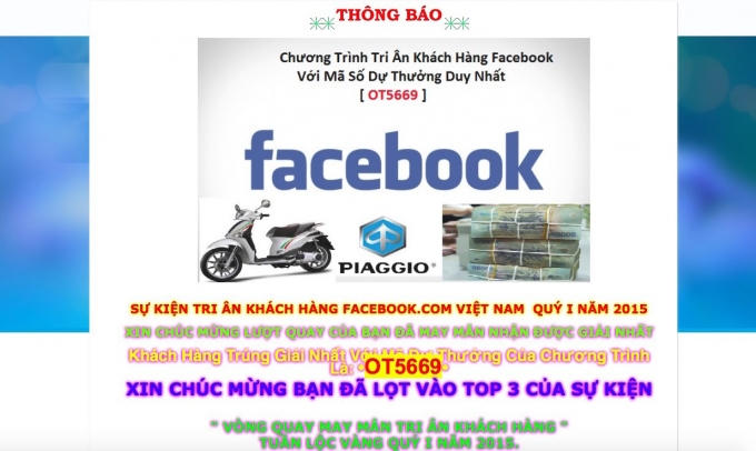 Mọi người nên cảnh giác với các thông báo trúng thưởng