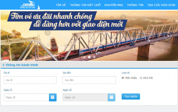 Website bán vé mới đang được chạy thử nghiệm. (Ảnh: Chụp màn hình)