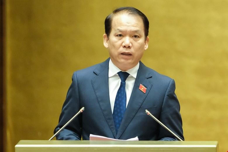 Chủ nhiệm Ủy ban Pháp luật của QH Hoàng Thanh Tùng trình bày Báo cáo thẩm tra dự án Luật Thanh tra (sửa đổi).