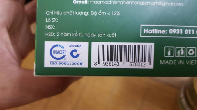 Tổng Cục Tiêu chuẩn đo lường chất lượng (Bộ KH&amp;CN) khẳng định tem chứng nhận ISO 9001:2008 in trên bao bì của công ty Hồng Sâm QM là giả mạo.