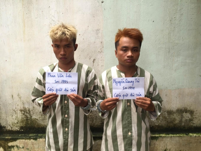 Đối tượng Lưu và Tài tại cơ quan công an.