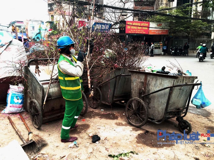 Năm nào cũng vậy, sau Tết, hàng nghìn cành đào tàn lại bị vứt đầy ra đường.