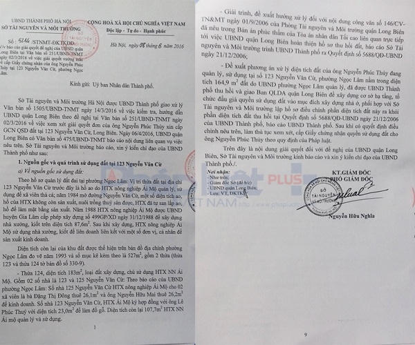 Sở Tài nguyên và Môi Trường đã có văn bản 5214/STNMT-ĐKTKĐĐ ngày 8/6/2016 báo cáo UBND Thành phố.