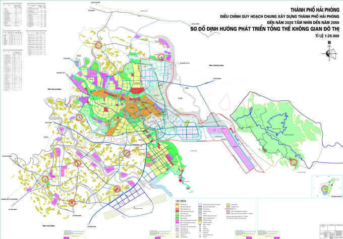 Bản đồ quy hoạch Hải Phòng phái triển không gian đô thị đến năm 2025 tầm nhìn 2050.