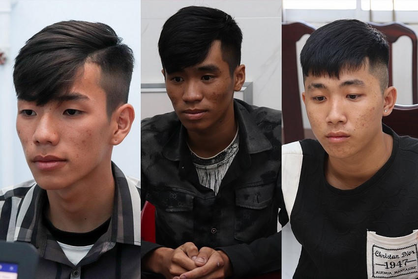Các đối tượng Nguyễn Trần Trí Thành, Nguyễn Anh Tài và Nguyễn Việt Anh (từ trái qua). Ảnh: Trọng Nghĩa