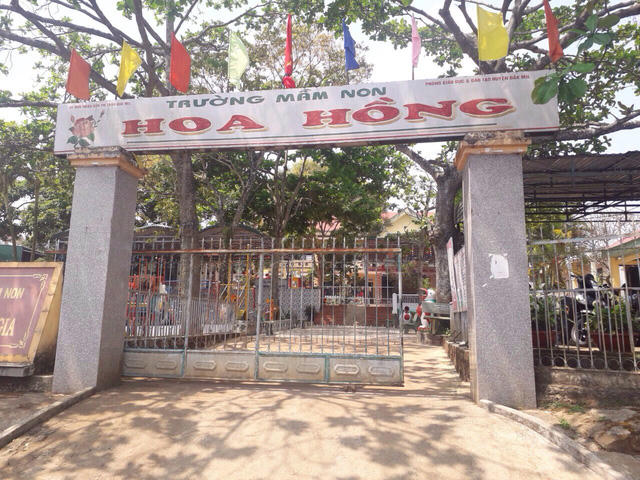 Trường Mầm non Hoa Hồng (huyện Đắk Mil, tỉnh Đắk Nông) nơi xảy ra vụ việc.