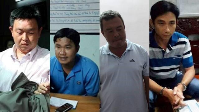 Anh, Minh, Duy và Cần, chuyên nhận tiền hối lộ, bảo kê doanh nghiệp. Ảnh M.A