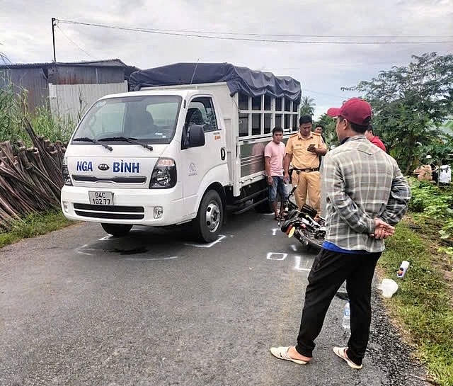 Hiện trường vụ tai nạn giao thông khiến cháu Tr. tử vong.