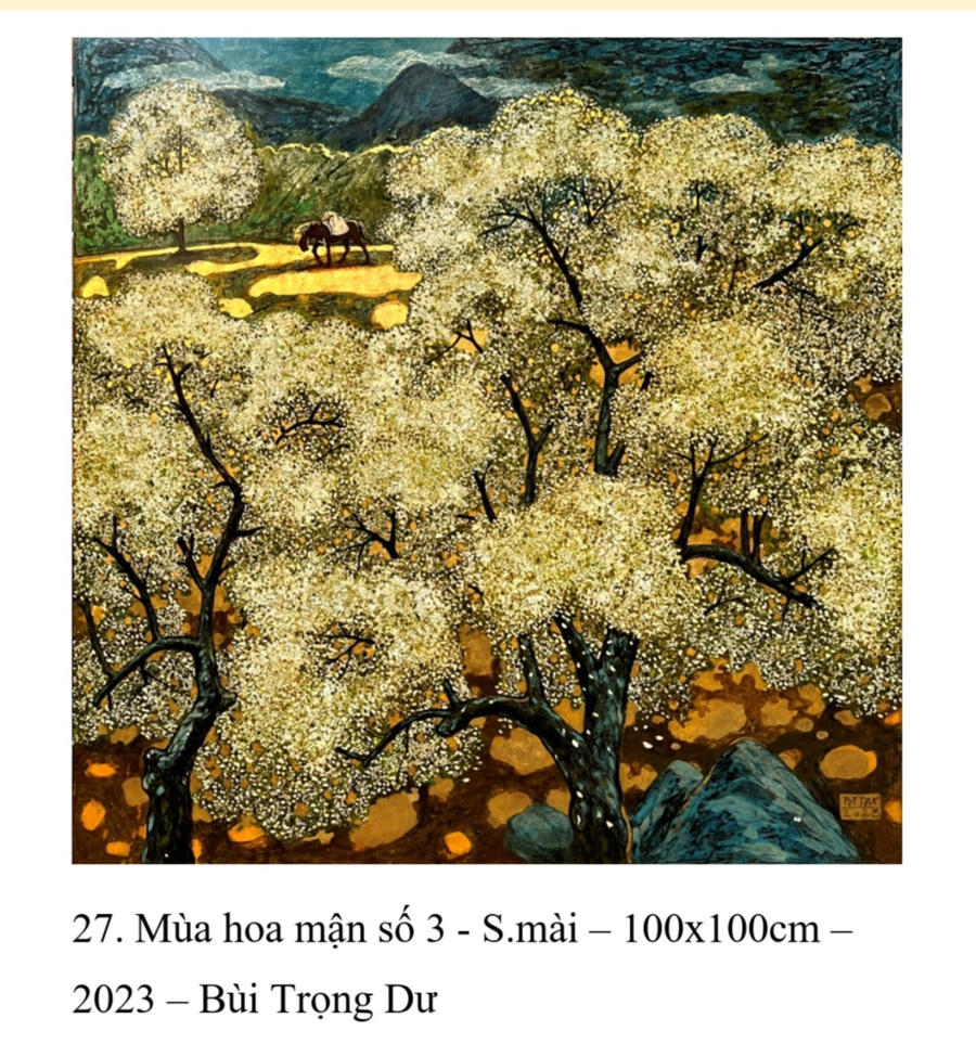 Tác phẩm “Mùa hoa mận số 3” họa sĩ Bùi Trọng Dư.