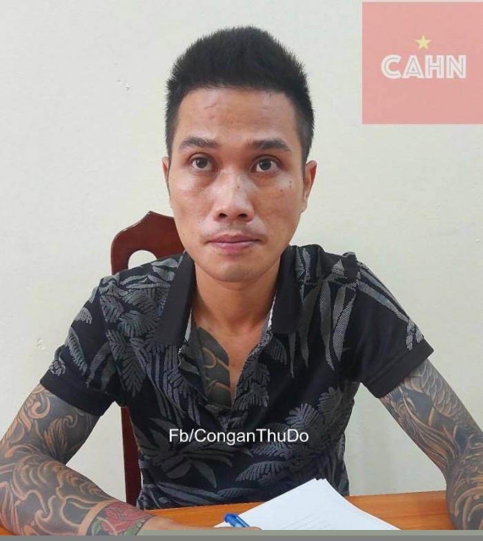 Đối tượng Nguyễn Tiến Thịnh tại cơ quan công an