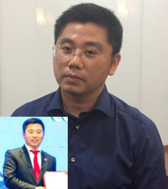 Ảnh bị can Nguyễn Văn Dương sau khi bị khởi tố, tạm giam và ảnh bị can Dương (ảnh nhỏ) trước khi bị bắt