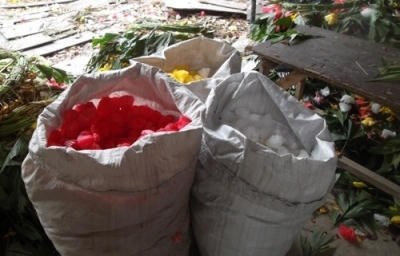 Những vòng hòa sau khi đưa ra khỏi nghĩa trang sẽ được tập kết, chỉnh sửa lại. (Ảnh: Dân Trí)