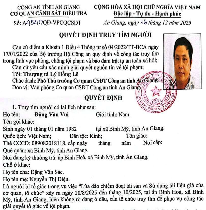 Đối tượng Đặng Văn Vui