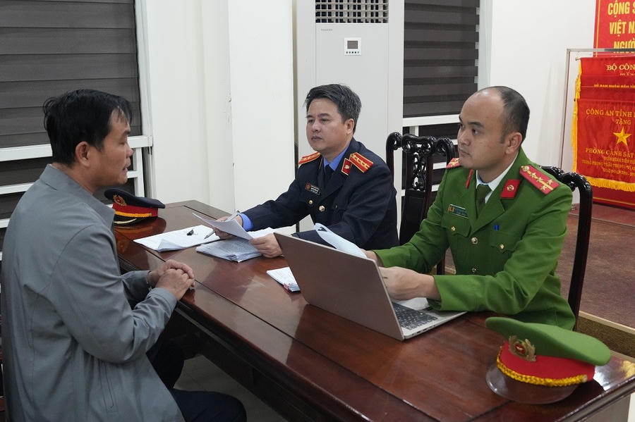 Vũ Sơn tại Cơ quan Công an - Ảnh Công an Nghệ An.